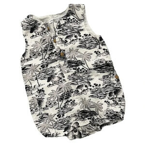 Janie and Jack Black and White Tropical Romper